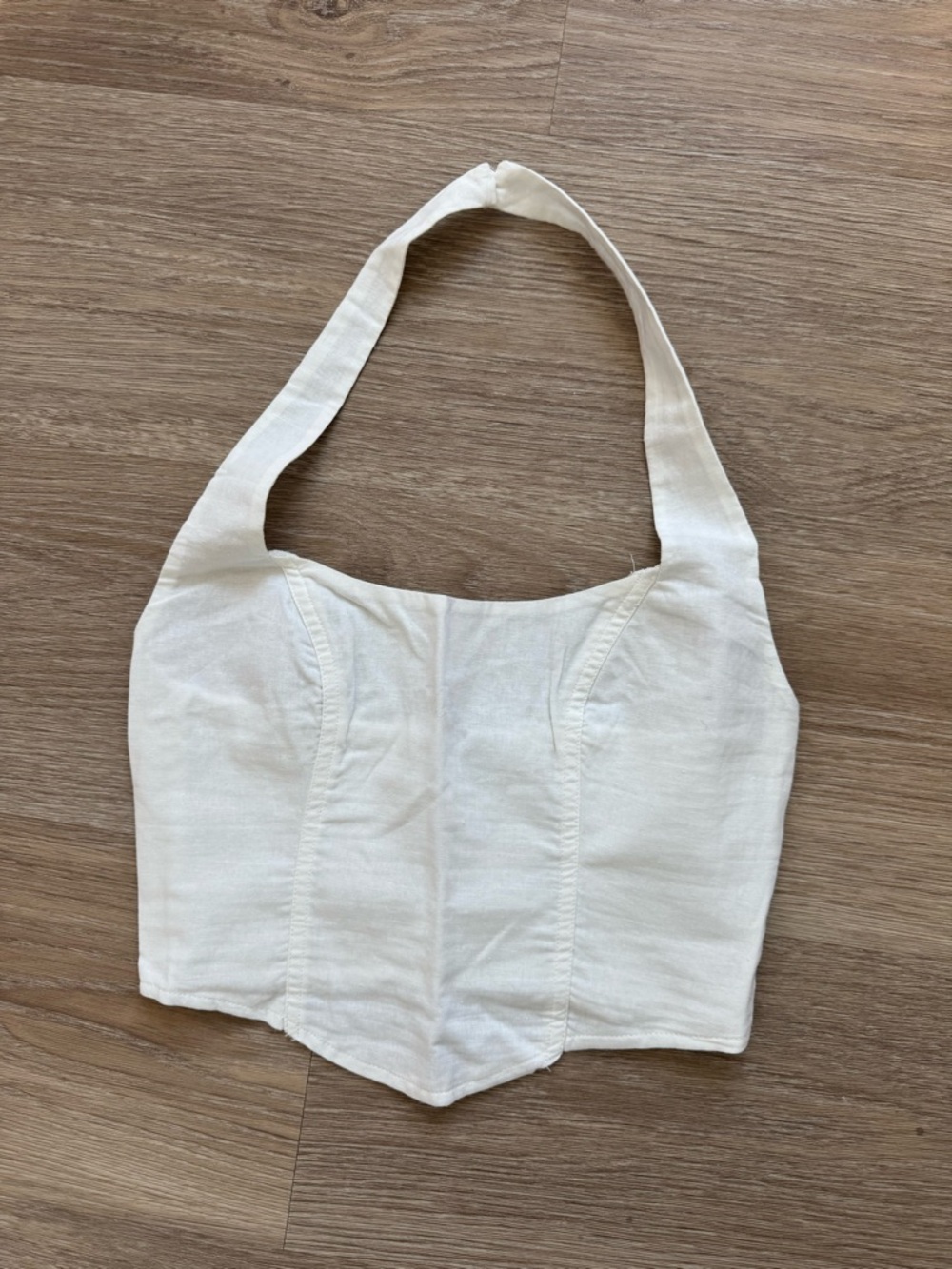 Cream Halter Corset-Style Crop Top